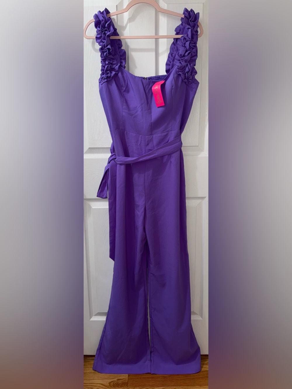 NWT Lilly Pulitzer Zima Jumpsuit Mystical Purple Ruffle Straps Size 10
